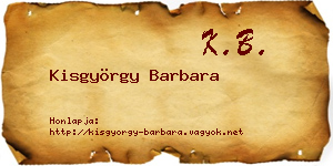 Kisgyörgy Barbara névjegykártya